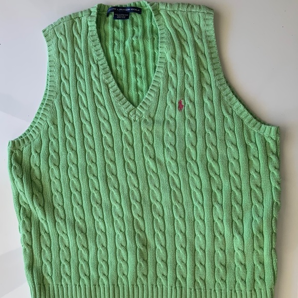pink and green sweater vest
